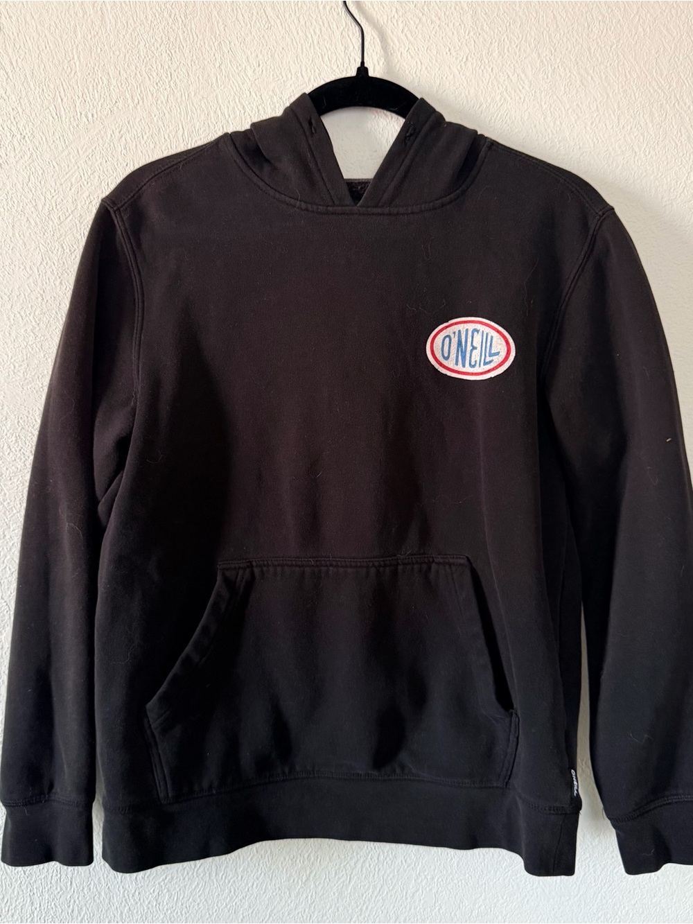 O'Neill Men's Black Crewneck Hoodie with Red & White Logo